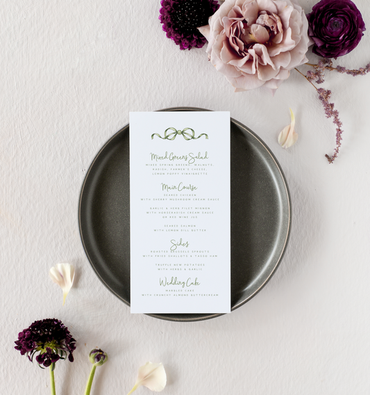 Caroline | Reception Menus