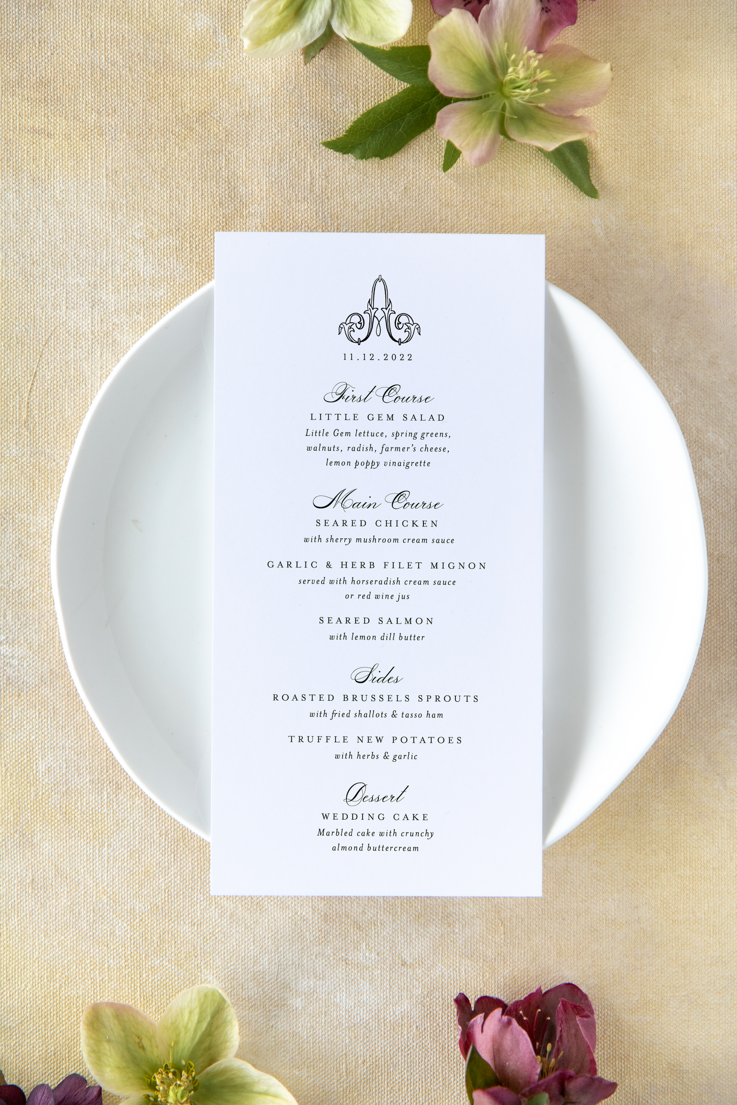 Emily  |  Reception Menus