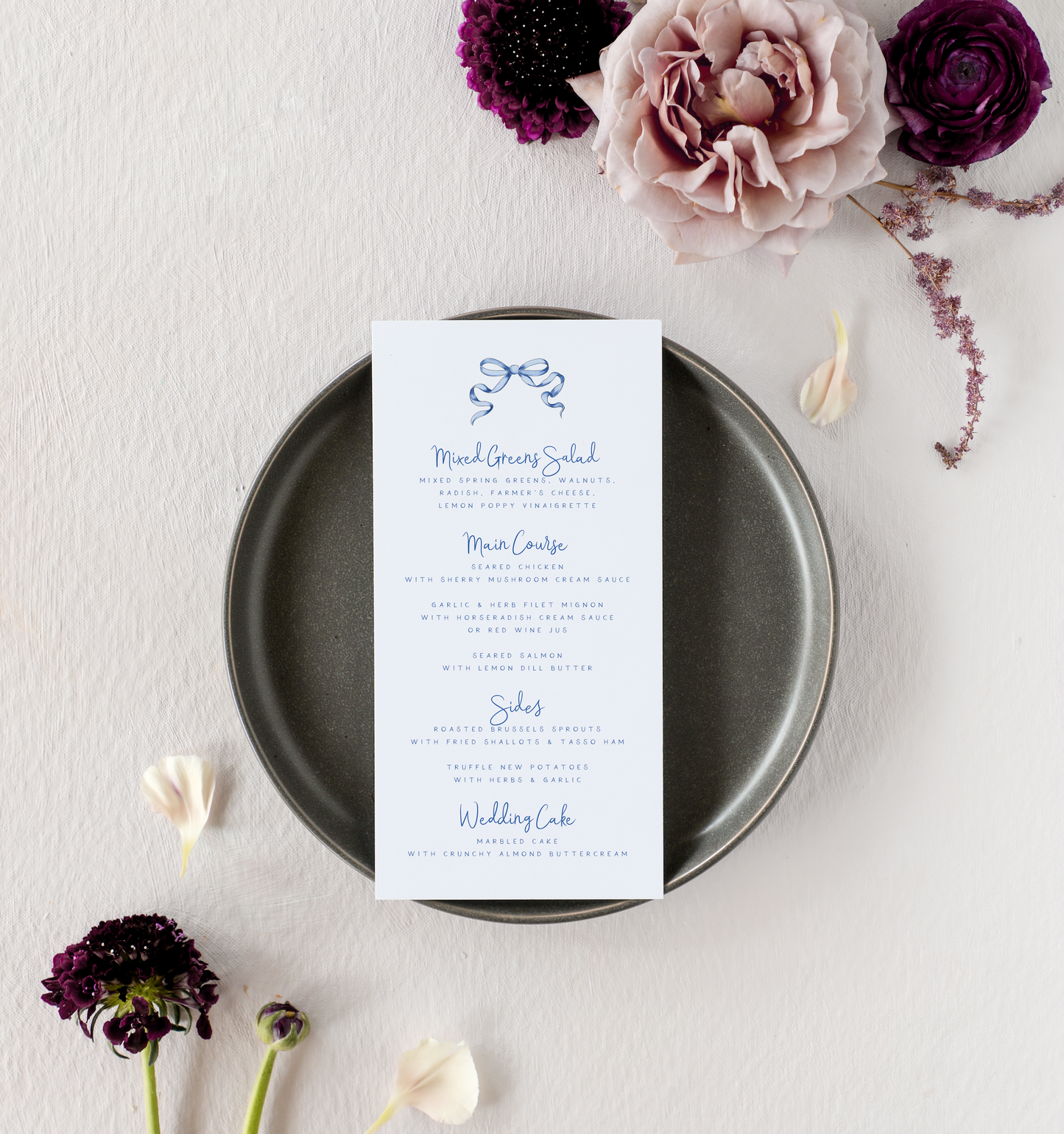 Caroline  |  Reception Menus